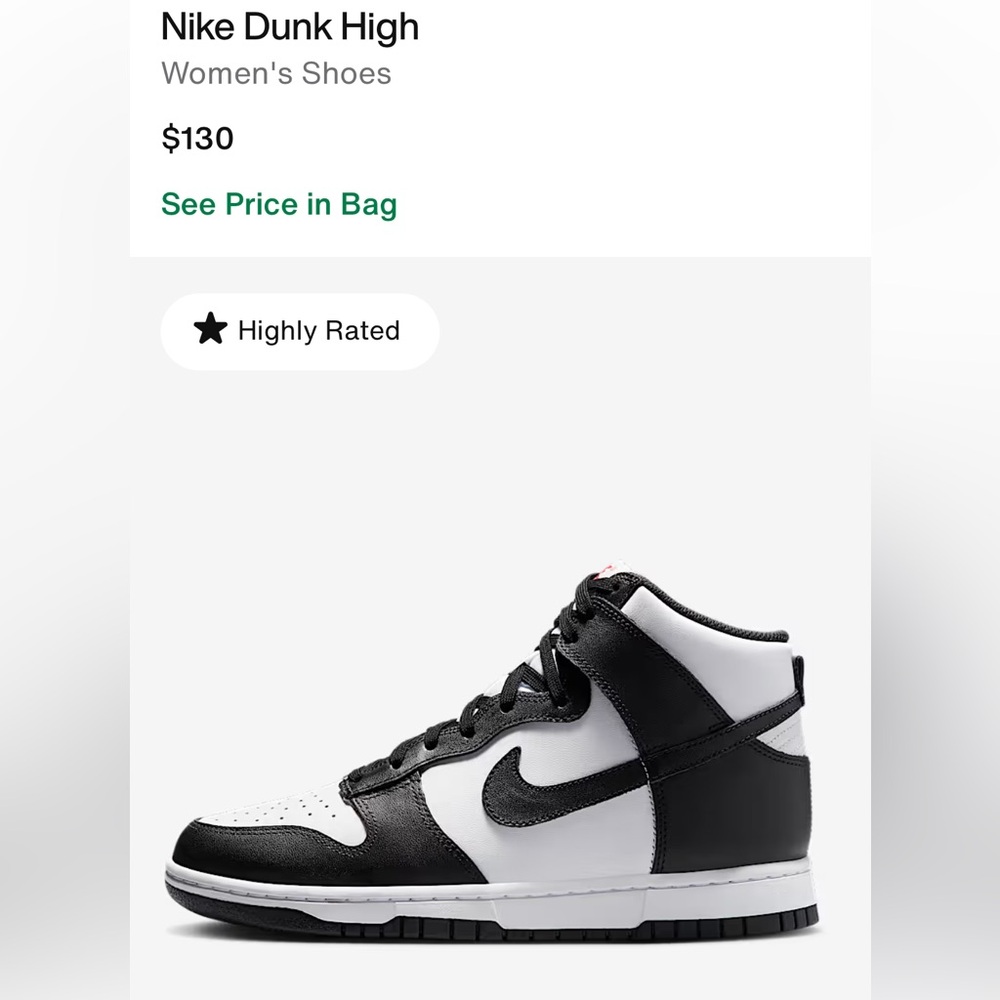 Nike Dunk Panda High Top. Size 11W/9.5M. Like new
